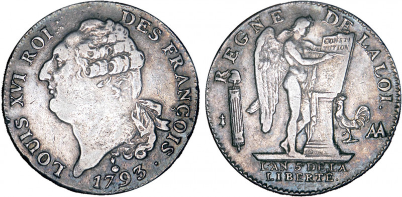 PÉRIODE RÉVOLUTIONNAIRE
ÉCU de 6 livres type "FRANÇOIS"
1793 AA - TTB 45 (TTB+...