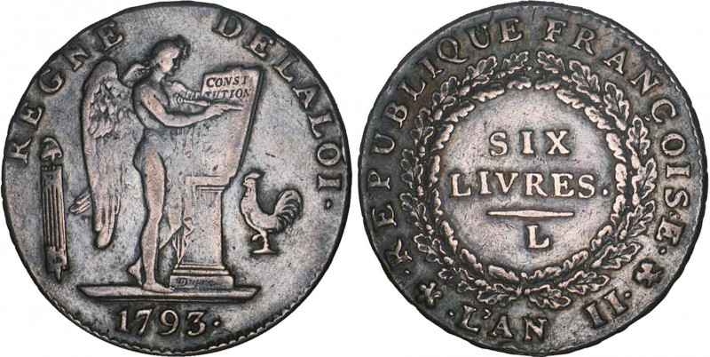 PÉRIODE RÉVOLUTIONNAIRE
ÉCU de 6 livres (convention) type "FRANÇOISE"
1793 L -...
