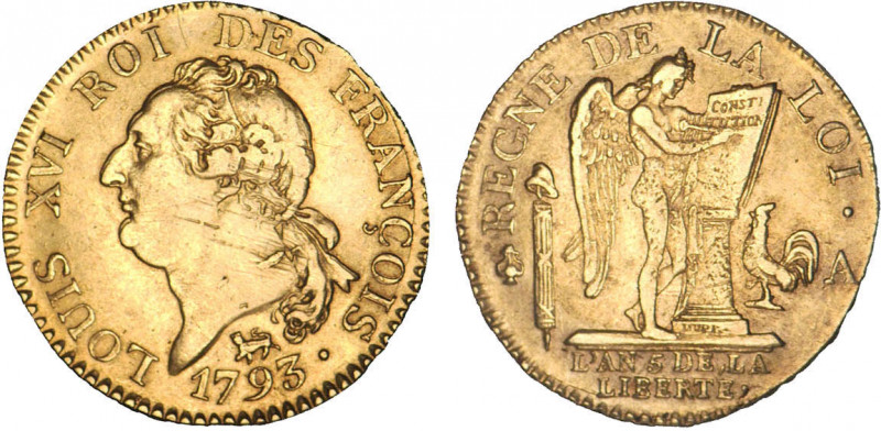 PÉRIODE RÉVOLUTIONNAIRE
LOUIS d'or de 24 livres type constitutionnel
1793 A - ...