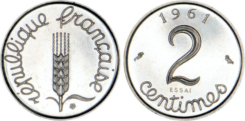2 CENTIMES
2 CENTIMES type non adopté (inox)
1961 - FDC 65 (FDC)
ESSAI - Rare...