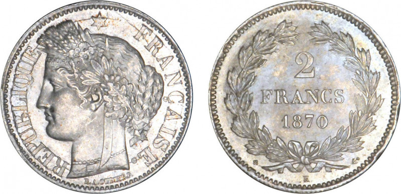 2 FRANCS
2 FRANCS type Cérès, sans légende
1870 K - SPL 63 (SUP++)
Ancre - Ra...