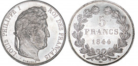 5 FRANCS
5 FRANCS Louis-Philippe I, tête laurée, 2e type
1844 A - SPL 62 (SUP++)
Rare en l'état ! - inf. cps tranche


G 678a, F 325, KM# 749
P...