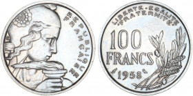 100 FRANCS
100 FRANCS (Cochet)
1958 - TTB 45 (TTB++)
Chouette - Rare !


G 897, F 450, KM# 919
 - CUPRO-NICKEL - 

 -------------------------...