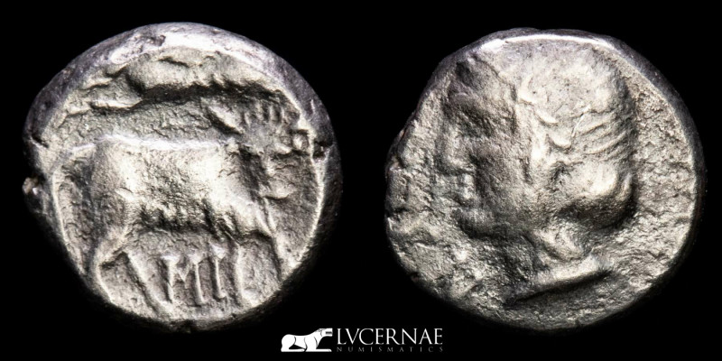 Ancient Greek - Neapolis, Campania. ca 395-385 BC. 
Silver Obol (0.87 g. 9 mm.)....