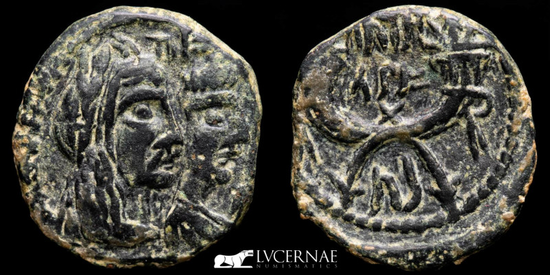 Nabatean Kingdom - Aretas IV and Shaqilath I - 9 BC-40 AD. Petra mint. 
Æ Bronze...