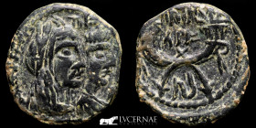 Aretas IV and Shaqilath I Æ Bronze Æ 18 4.10 g. 18 mm. Petra 9 BC - 40 AD gVF