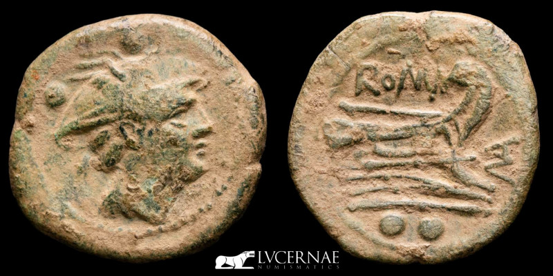 Roman Republican - Æ Sextans, rare MA series (4,00 g. 20 mm.). Rome mint, 210 B....