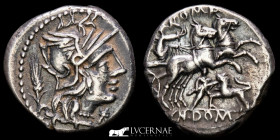 Cn. Domitius Ahenobarbus. Silver Denarius 3,84 g. 18 mm. Rome 128 B.C. extremely fine