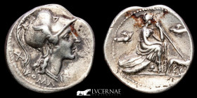 Republic Anonymous Silver Denarius 3,96 g 21 mm Rome 115-114 B.C.  Near extremely fine