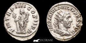 Philip I Silver Antoninianus 3,01 g. 22 mm.  Rome 247 AD  AU (About Uncirculated)