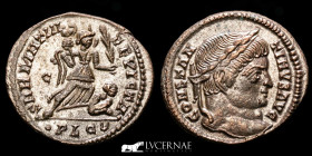 Constantine I  silvered bronze Follis 2,66 g, 20 mm. Lugdunum 323 A.D. Almost uncirculated