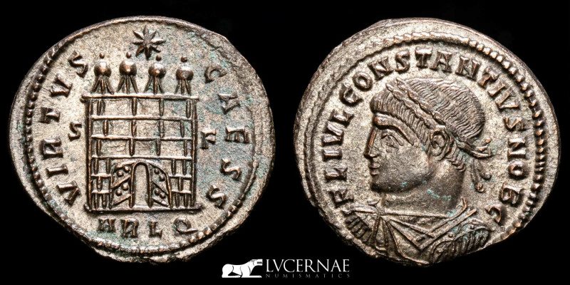 Roman Empire - Constantius II as caesar silvered follis (3,07 g. 21 mm.), 
328 A...