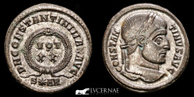 Constantine silvered bronze Follis 3.48 g., 20 mm. Arles 321 A.D.  AU (About Uncirculated)