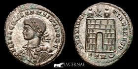 Constantius II Silvered Bronze Follis 3.27 g, 19 mm. Trier 325/326 A.D.  AU (About Uncirculated)