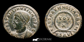 Constantine II bronze follis 3,55 g., 20 mm Thessalonica 322-323  Good very fine (MBC+)