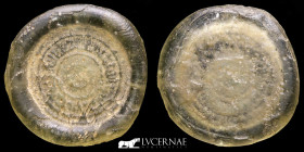 Fatimi Glass Weight 7.49 g., 34 mm. Egypt 996-1021 A.D. Good Very fine