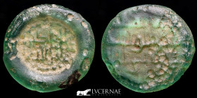 Fatimi Glass Weight 2.30 g., 21 mm. Egypt 1036-1094 A.D. - 427-487h. Very fine