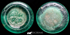 Fatimi Glass Weight 1.52 g., 17 mm. Egypt 1036-1094 A.D. - 427-487h. Good Very fine