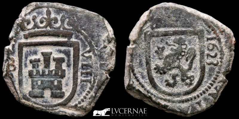 España de los Austrias, Felipe IV (1621-1665). 8 maravedís bronze coin minted in...