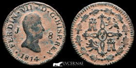 Fernando VII Bronze 8 Maravedis 9,44 g., 30 mm. Jubia 1814 GVF