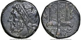 SICILY. Syracuse. Hieron II (ca. 275-215 BC). AE litra (18mm, 10h). NGC Choice XF. Head of Poseidon left, wearing taenia / ΙΕΡΩ-ΝΟΣ / Θ-Φ, trident hea...
