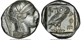 ATTICA. Athens. Ca. 440-404 BC. AR tetradrachm (25mm, 17.17 gm, 6h). NGC MS 4/5 - 4/5. Mid-mass coinage issue. Head of Athena right, wearing earring, ...