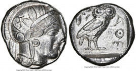 ATTICA. Athens. Ca. 440-404 BC. AR tetradrachm (23mm, 17.18 gm, 4h). NGC Choice AU 4/5 - 4/5. Mid-mass coinage issue. Head of Athena right, wearing ea...