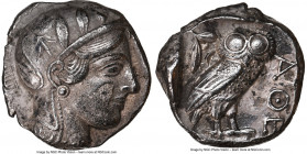 ATTICA. Athens. Ca. 440-404 BC. AR tetradrachm (23mm, 17.05 gm, 4h). NGC Choice AU 5/5 - 2/5. Mid-mass coinage issue. Head of Athena right, wearing ea...