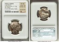 ATTICA. Athens. Ca. 440-404 BC. AR tetradrachm (23mm, 17.12 gm, 8h). NGC Choice AU 5/5 - 2/5, countermarks. Mid-mass coinage issue. Head of Athena rig...