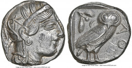 ATTICA. Athens. Ca. 440-404 BC. AR tetradrachm (23mm, 17.16 gm, 10h). NGC AU 4/5 - 3/5, scuffs. Mid-mass coinage issue. Head of Athena right, wearing ...