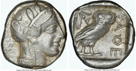 ATTICA. Athens. Ca. 440-404 BC. AR tetradrachm (23mm, 17.15 gm, 6h). NGC Choice XF 5/5 - 4/5. Mid-mass coinage issue. Head of Athena right, wearing ea...