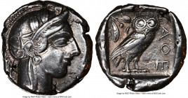 ATTICA. Athens. Ca. 440-404 BC. AR tetradrachm (24mm, 17.09 gm, 3h). NGC Choice VF 5/5 - 3/5. Mid-mass coinage issue. Head of Athena right, wearing ea...