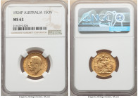 George V gold Sovereign 1924-P MS62 NGC, Perth mint, KM29. AGW 0.2355 oz. 

HID09801242017

© 2022 Heritage Auctions | All Rights Reserved