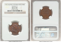 Franz II Liard 1793-(b) MS63 Brown NGC, Brussels mint, KM56. 

HID09801242017

© 2022 Heritage Auctions | All Rights Reserved