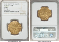 Louis XI gold Ecu d'Or ND (1461-1483) XF40 NGC, Saint-Lo mint, Fr-312, Dup-539. 3.31gm. LVDOVICVS : dEI : GRA : FRAnCOR : REX crowned lis either side ...