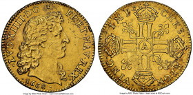 Louis XIV gold Louis d'Or 1668-A AU Details (Cleaned) NGC, Paris mint, KM219.1. Plain head. 

HID09801242017

© 2022 Heritage Auctions | All Rights Re...