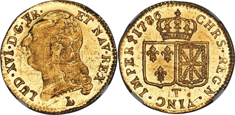 Louis XVI gold Louis d'Or 1786-T MS62 NGC, Nantes mint, KM591.14. Highly Proofli...