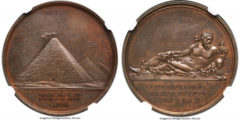 Napoleon bronze Restrike "Conquest of Lower Egypt" Medal L'An VII (1798)-Dated M...