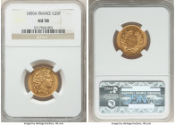Republic gold 20 Francs 1850-A AU58 NGC, Paris mint, KM762. Reflective fields. 

HID09801242017

© 2022 Heritage Auctions | All Rights Reserved
