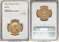 Napoleon III gold 50 Francs 1857-A AU55 NGC, Paris mint, KM785.1, Fr-547. AGW 0.4667 oz. 

HID09801242017

© 2022 Heritage Auctions | All Rights Reser...