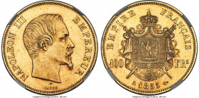 Napoleon III gold 100 Francs 1855-A AU58 NGC, Paris mint, KM786.1. AGW 0.9334 oz. 

HID09801242017

© 2022 Heritage Auctions | All Rights Reserved