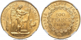 Republic gold 100 Francs 1882-A MS63 NGC, Paris mint, KM832, Gad-1137. Mintage: 37,000. Attractive example, weaving a blazing cartwheel luster from th...