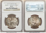 Prussia. Wilhelm II "Napoleon's Defeat" 3 Mark 1913-A MS65 NGC, Berlin mint, KM534. Commemorates the 100 Year anniversary of the defeat of Napoleon. 
...
