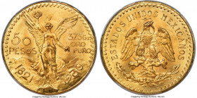 Estados Unidos gold 50 Pesos 1930 MS65 PCGS, Mexico City mint, KM481. A glowing Gem, scintillating cartwheel luster across the velveteen fields. 

HID...
