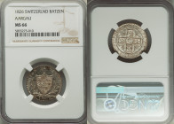 Aargau. Canton Batzen 1826 MS66 NGC, KM21. Brilliant fields, almond toning on devices. 

HID09801242017

© 2022 Heritage Auctions | All Rights Reserve...