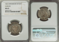 Aargau. Canton 4-Piece Lot of Certified Batzen 1826 NGC, KM21. Lot includes (1) MS65, (1) MS64, (1) MS62 and (1) AU58. Sold as is, no returns. 

HID09...