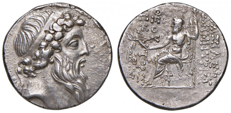 MACEDONIA Demetrio II, Nikator (129-125 a.C.) Tetradramma - Testa diademata di D...