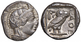 ATTICA Atene - Tetradramma (ca. 454-404 a.C.) Testa elmata di Atena a d. - R/ Civetta di fronte - S.Cop. 31 AG (g 17,20) Splendido esemplare dal metal...