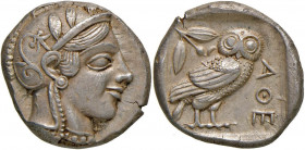 ATTICA Atene - Tetradramma (ca. 454-404 a.C.) Testa elmata di Atena a d. - R/ Civetta di fronte - S.Cop. 31 AG (g 17,11) Pulita e con una striatura al...