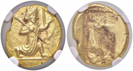 Periodo da Dario I a Serse II (485-420 a.C.) Darico - Re persiano andante a d. con lancia ed arco - R/ quadrato incuso - Carradice IIIb AU (g 8,33) In...